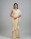 Elegant Cream Pre Draped Saree